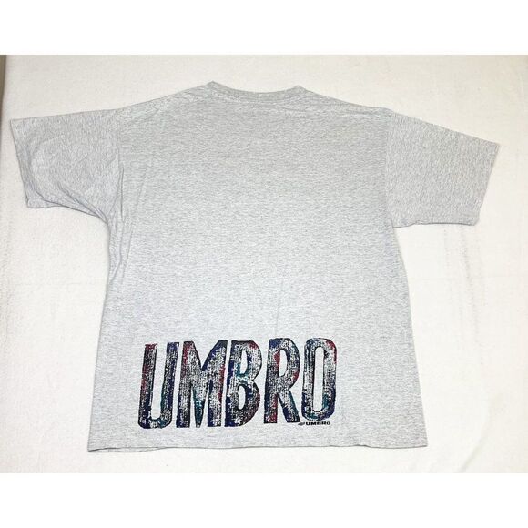 Vintage Umbro T-Shirt XXL Grey Soccer Football Sports Single Stitch - Picture 3 of 9